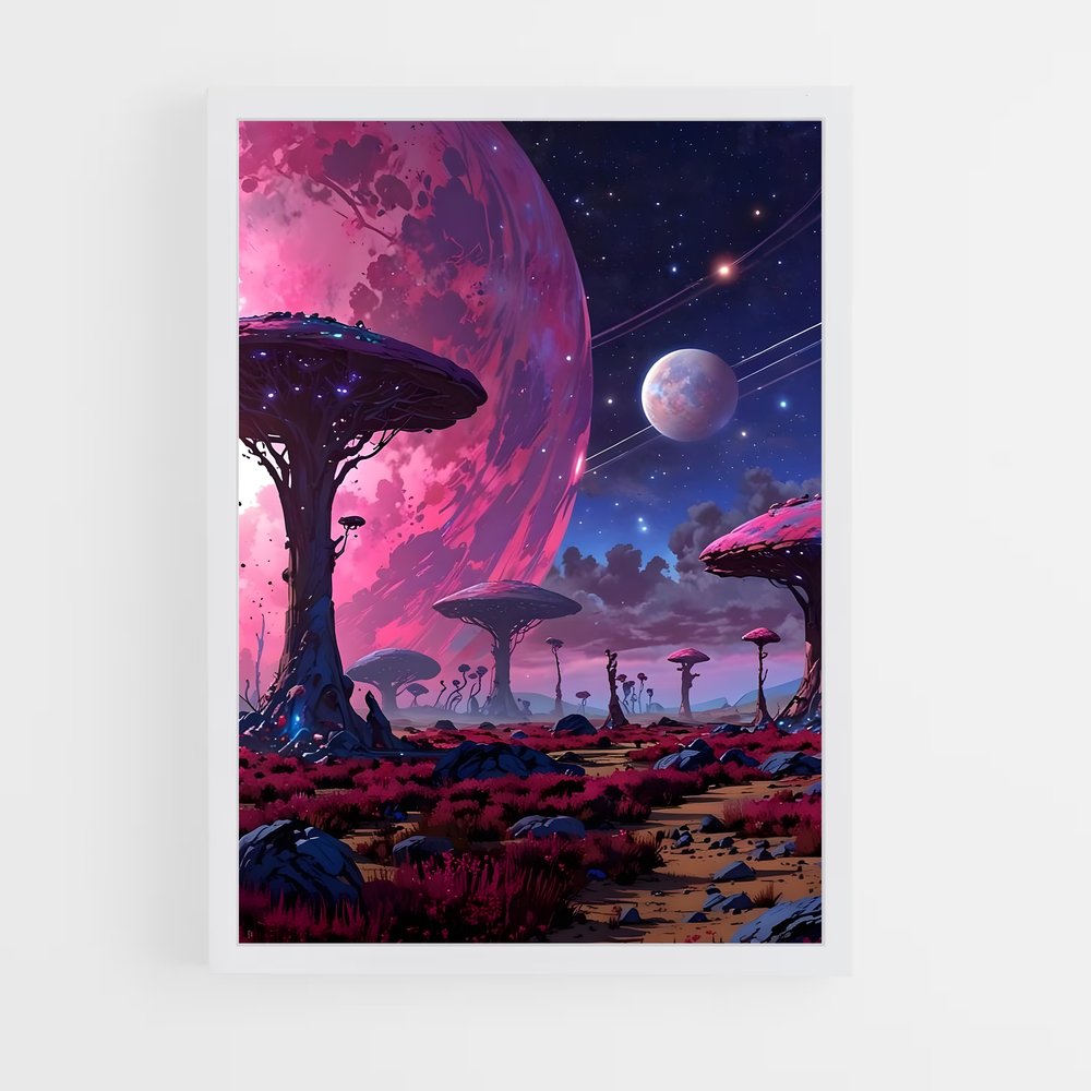 Poster Lune Rose – affiche Art spatial (vue 3)